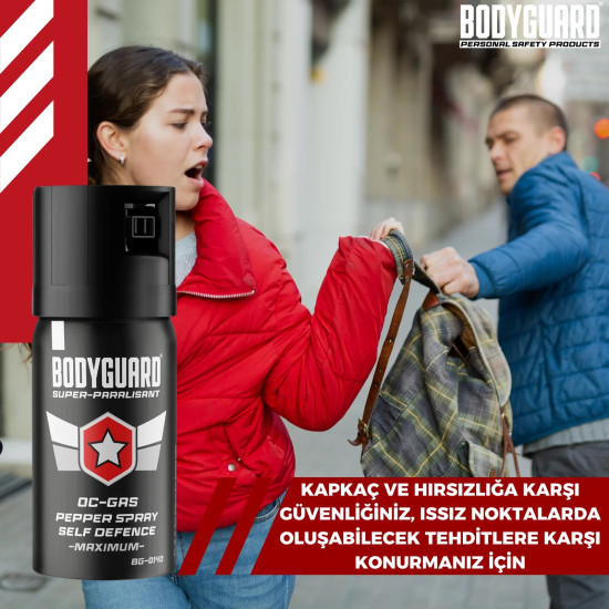 BODYGUARD® BİBER GAZI 40 ML – KİŞİSEL SAVUNMA SPREYİ - BİBER GAZI SPREYİ - GÖZ YAŞARTICI SPREY 40 ML