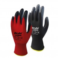 Beybi Pn Zebra Nitril Kaplama Örme Eldiven Kırmızı 10 No 1 Çift