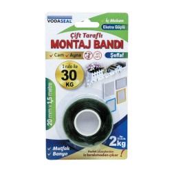 VODASEAL ÇİFT TARAFLI ULTRA GÜÇLÜ KÖPÜK MONTAJ BANDI 20 MM X 1,5 MT GRİ