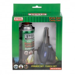 Steel Bütan Propan Kamp Ocak Çakmak Pürmüz Seti
