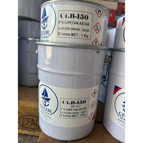 ÇELEBİ MARİN POLİÜRETAN ASTAR BOYA BEYAZ 5 KG
