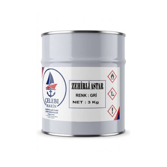 ÇELEBİ MARİN ZEHİRLİ BOYA ASTARI KIZIL GRİ 3 KG